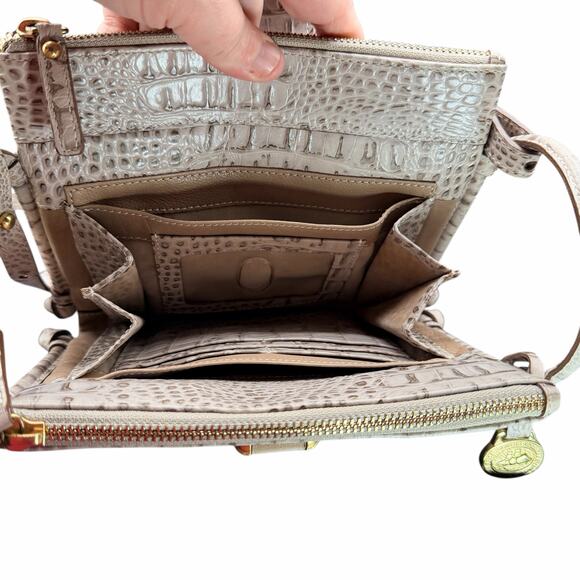 Brahmin Mojito Melbourne Croc Embossed Leather Crossbody Bag Beige and cream - Picture 6 of 9